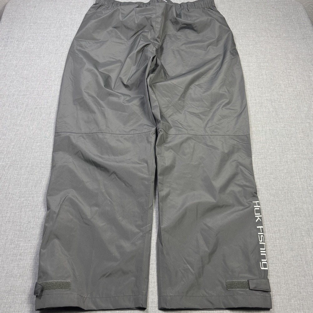 Huk Rain Pants Mens 2XL 36x32 Gray Windbreaker Water Resistant Ankle Zip Fishing